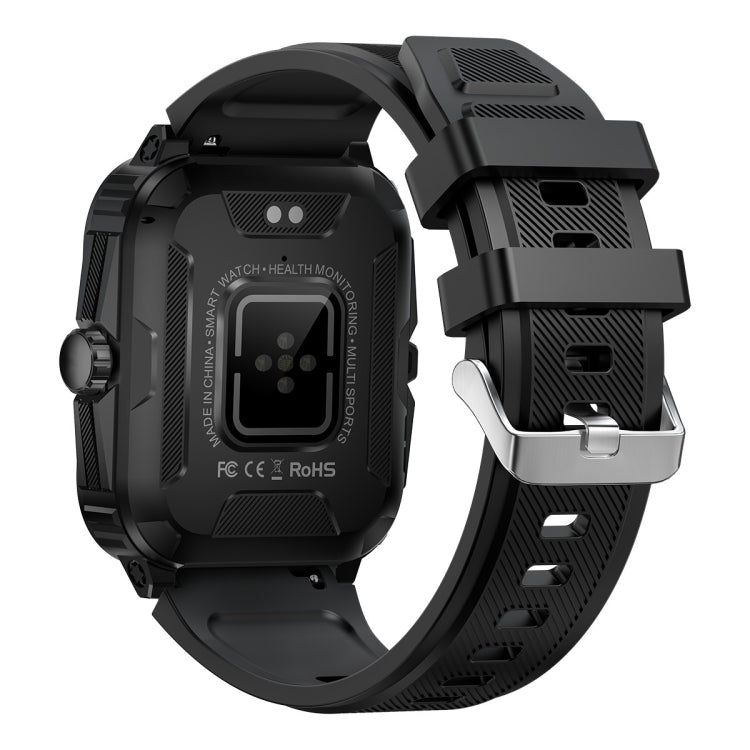 KT71 1.96 inch HD Square Screen Rugged Smart Watch Supports Bluetooth Calls/Sleep Monitoring/Blood Oxygen Monitoring(Black + Silver) by buy2fix