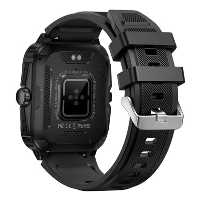 KT71 1.96 inch HD Square Screen Rugged Smart Watch Supports Bluetooth Calls/Sleep Monitoring/Blood Oxygen Monitoring(Black + Silver) by buy2fix