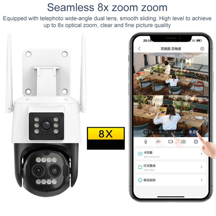 QX103 Humanoid Recognition AI Alarm WiFi Dome Triple IP Camera(EU Plug) by buy2fix