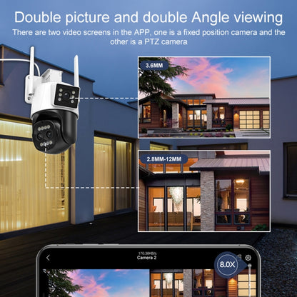 QX103 Humanoid Recognition AI Alarm WiFi Dome Triple IP Camera(EU Plug) by buy2fix