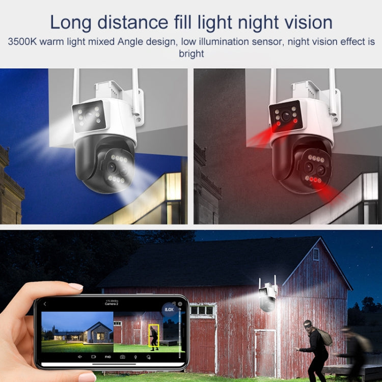 QX103 Humanoid Recognition AI Alarm WiFi Dome Triple IP Camera(EU Plug) by buy2fix