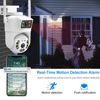 QX106 2MP Outdoor Waterproof WiFi Dual Lens Surveillance Camera(EU Plug) by buy2fix