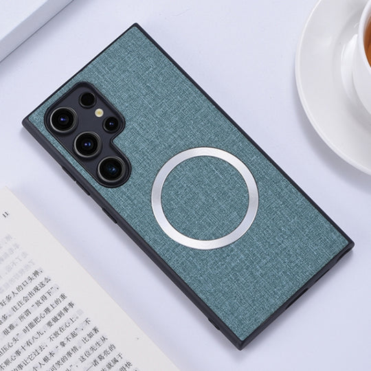 For Samsung Galaxy S24 Ultra 5G CD Magsafe Magnetic Cloth Texture Phone Case(Light Green)