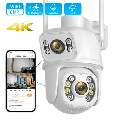 QX95 6MP WiFi Dual Camera Supports Two-way Voice Intercom & AI Recognition(AU Plug) by buy2fix
