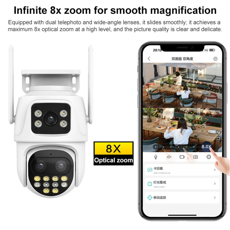 QX104 3MP WiFi Triple Camera Supports Human Face Recognition & AI Alarm(EU Plug) by buy2fix