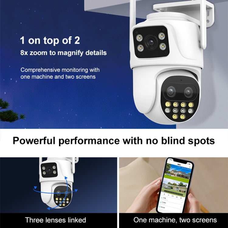 QX104 3MP WiFi Triple Camera Supports Human Face Recognition & AI Alarm(EU Plug) by buy2fix