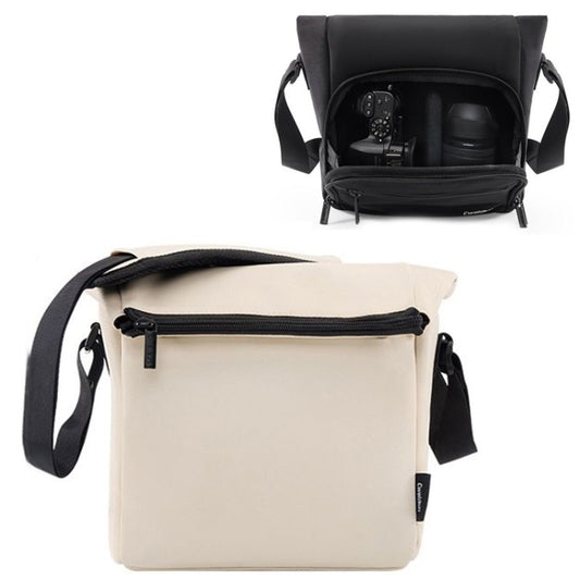Cwatcun D103 Crossbody Camera Bag Photography Lens Shoulder Bag, Size:22.5 x 22.5 x 12.5cm(Beige) - Strap Satchel by Cwatcun | Online Shopping UK | buy2fix