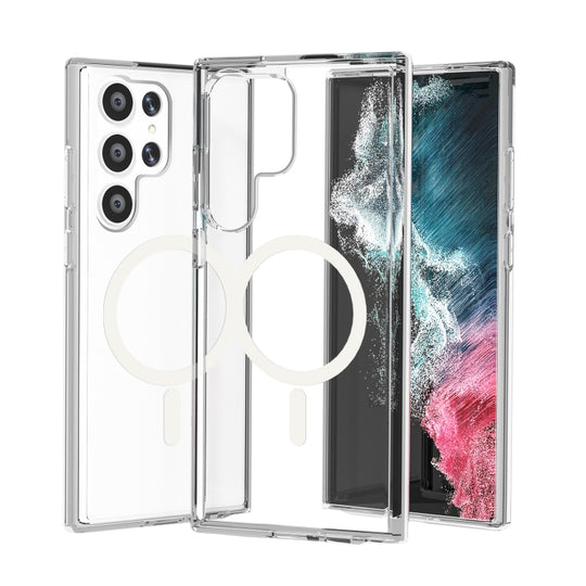 For Samsung Galaxy S23 Ultra 5G Terminator Style Glitter Powder MagSafe Magnetic Phone Case(Transparent)