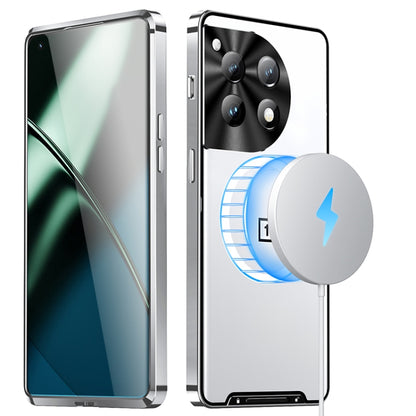 For OnePlus 12 MagSafe Magnetic Frosted Metal Phone Case(Silver) by buy2fix
