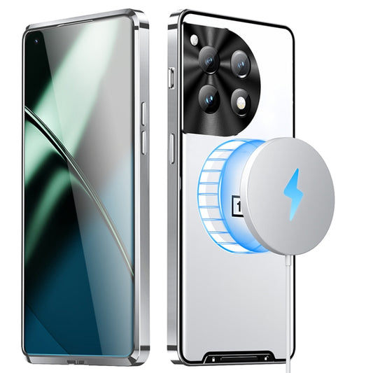 For OnePlus 12 MagSafe Magnetic Frosted Metal Phone Case(Silver) by buy2fix