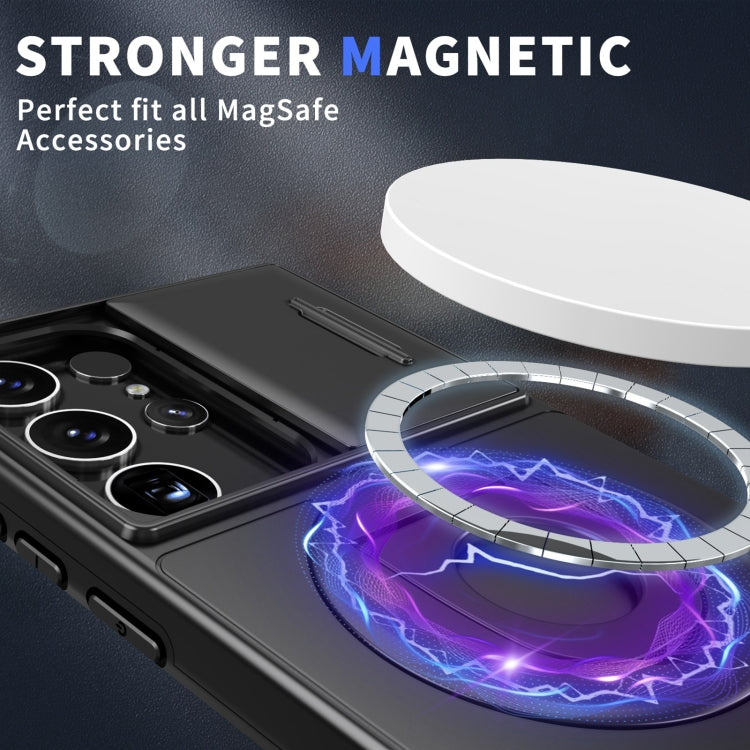 For Samsung Galaxy S23 Ultra 5G Camshield MagSafe Ring Holder Armor Phone Case(Black) - Galaxy S23 Ultra 5G Cases by buy2fix | Online Shopping UK | buy2fix