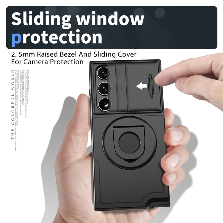 For Samsung Galaxy S23 Ultra 5G Camshield MagSafe Ring Holder Armor Phone Case(Black) - Galaxy S23 Ultra 5G Cases by buy2fix | Online Shopping UK | buy2fix