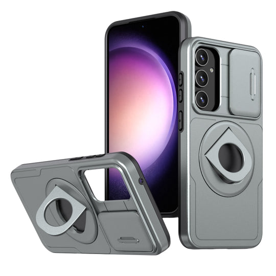 For Samsung Galaxy S22 5G Camshield MagSafe Ring Holder Armor Phone Case(Titanium Grey)