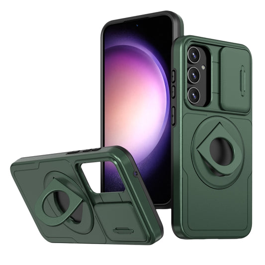 For Samsung Galaxy S22+ 5G Camshield MagSafe Ring Holder Armor Phone Case(Deep Green) - Galaxy S22+ 5G Cases by buy2fix | Online Shopping UK | buy2fix