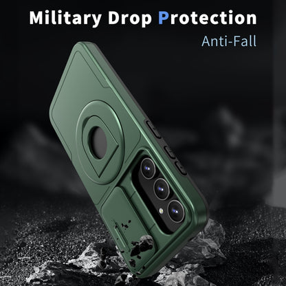For Samsung Galaxy S22+ 5G Camshield MagSafe Ring Holder Armor Phone Case(Deep Green) - Galaxy S22+ 5G Cases by buy2fix | Online Shopping UK | buy2fix