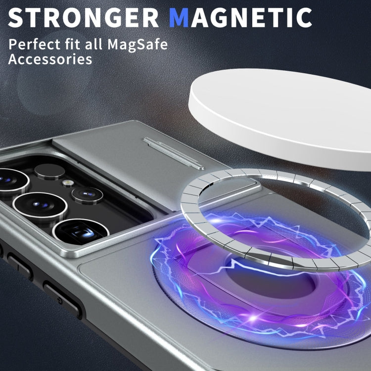 For Samsung Galaxy S22 Ultra 5G Camshield MagSafe Ring Holder Armor Phone Case(Titanium Grey) - Galaxy S22 Ultra 5G Cases by buy2fix | Online Shopping UK | buy2fix
