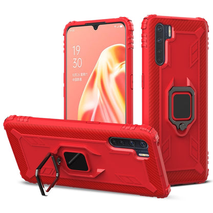 For OPPO A91 & F15 & Reno3 Carbon Fiber Protective Case with 360 Degree Rotating Ring Holder(Red) - OPPO Cases by buy2fix | Online Shopping UK | buy2fix