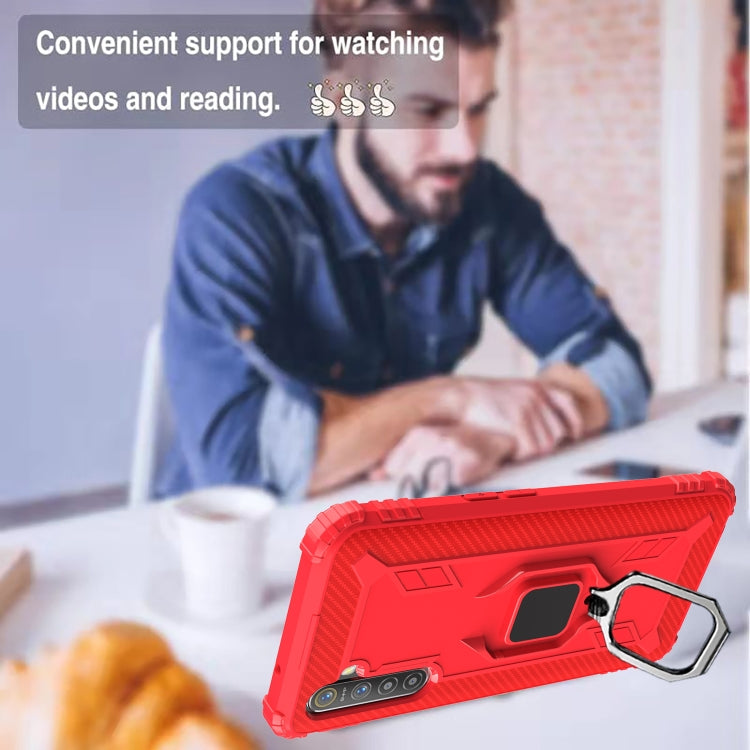 For OPPO A91 & F15 & Reno3 Carbon Fiber Protective Case with 360 Degree Rotating Ring Holder(Red) - OPPO Cases by buy2fix | Online Shopping UK | buy2fix