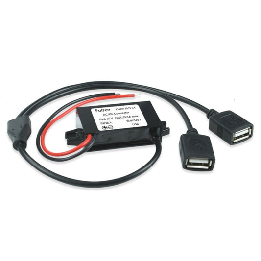 12V to 5V 3A Car Power Converter DC Module Voltage Regulator, Style:2 in 1 Dual USB Female - Car Modification by buy2fix | Online Shopping UK | buy2fix