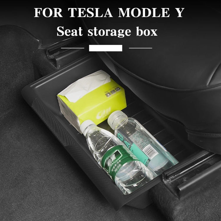 For Tesla Model Y 2021-2023 TPE Storage Organizer Under Car Seat, Style:with Cover(Black) by buy2fix
