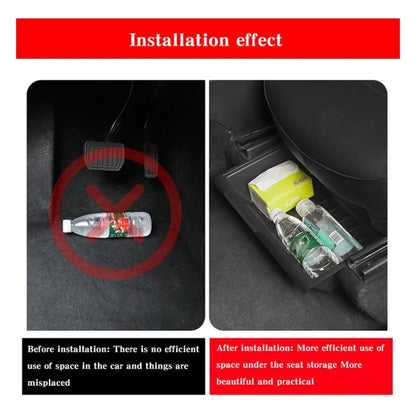 For Tesla Model Y 2021-2023 TPE Storage Organizer Under Car Seat, Style:without Cover(Black) by buy2fix