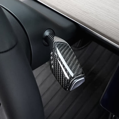 For Tesla Model 3 / Y 2pcs/Set Car Turn Signal Lever Carbon Fiber Pattern Protective Cover(Bright Black) by buy2fix