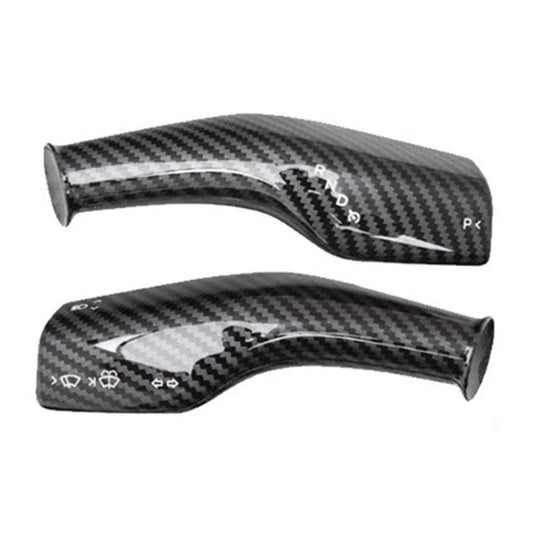 For Tesla Model 3 / Y 2pcs/Set Car Turn Signal Lever Carbon Fiber Pattern Protective Cover(Bright Black) by buy2fix
