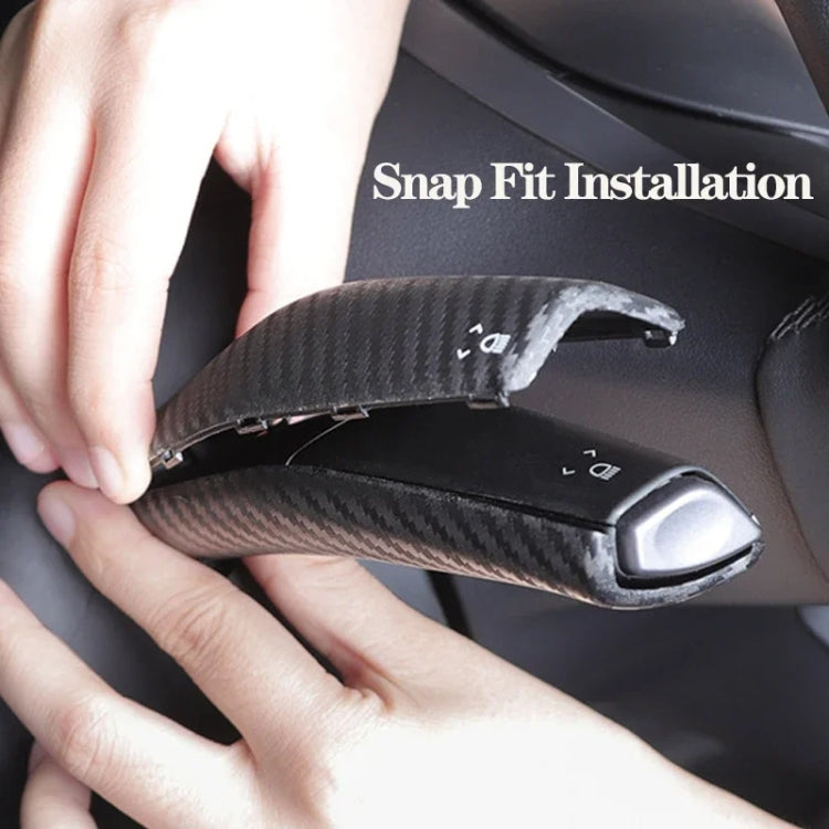 For Tesla Model 3 / Y 2pcs/Set Car Turn Signal Lever Carbon Fiber Pattern Protective Cover(Bright Black) by buy2fix