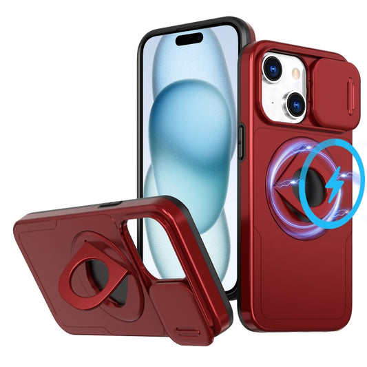 For iPhone 15 Camshield MagSafe Ring Holder Armor Phone Case(Red) - iPhone 15 Cases by buy2fix | Online Shopping UK | buy2fix