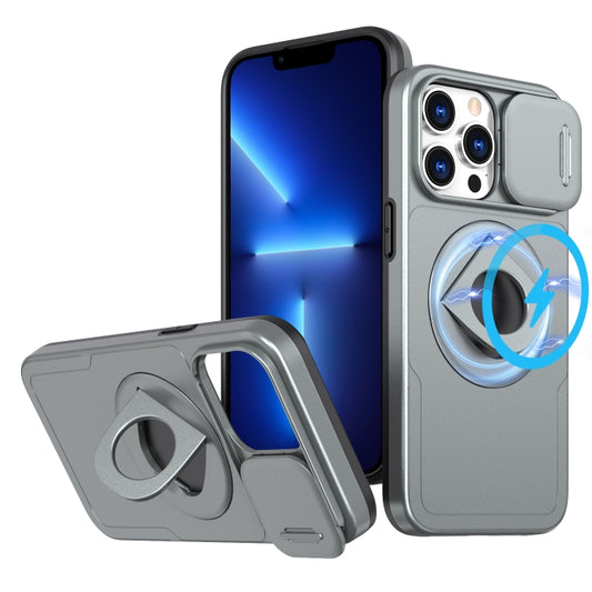For iPhone 13 Pro Max Camshield MagSafe Ring Holder Armor Phone Case(Titanium Grey) - iPhone 13 Pro Max Cases by buy2fix | Online Shopping UK | buy2fix