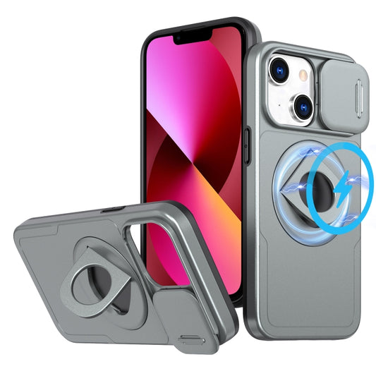 For iPhone 13 Camshield MagSafe Ring Holder Armor Phone Case(Titanium Grey) - iPhone 13 Cases by buy2fix | Online Shopping UK | buy2fix
