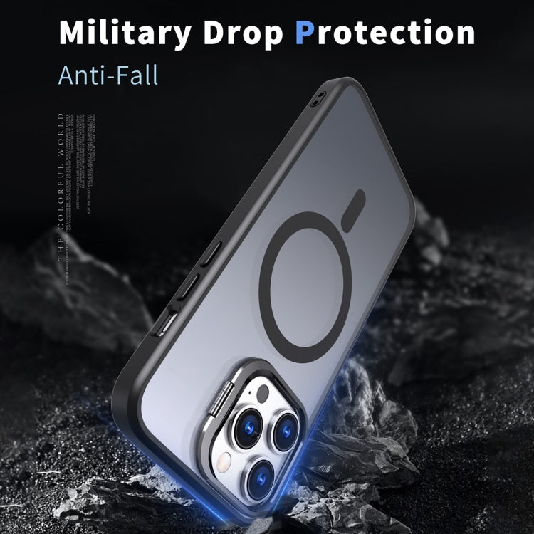 For iPhone 12 Pro Max Metal Invisible Camera Holder MagSafe Magnetic Phone Case(Black) by buy2fix