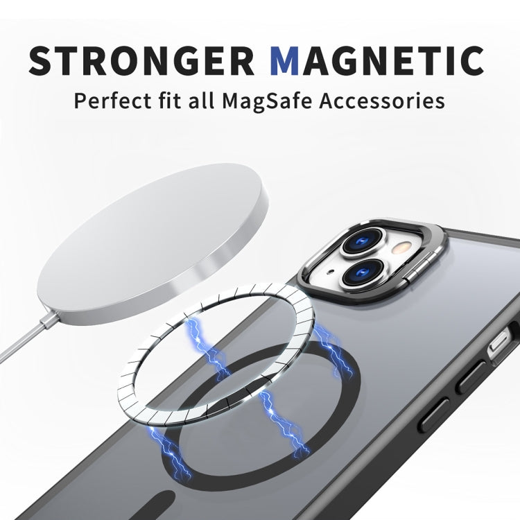 For iPhone 12 Metal Invisible Camera Holder MagSafe Magnetic Phone Case(Black) by buy2fix