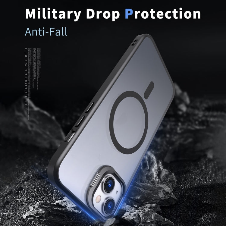 For iPhone 12 Metal Invisible Camera Holder MagSafe Magnetic Phone Case(Black) by buy2fix