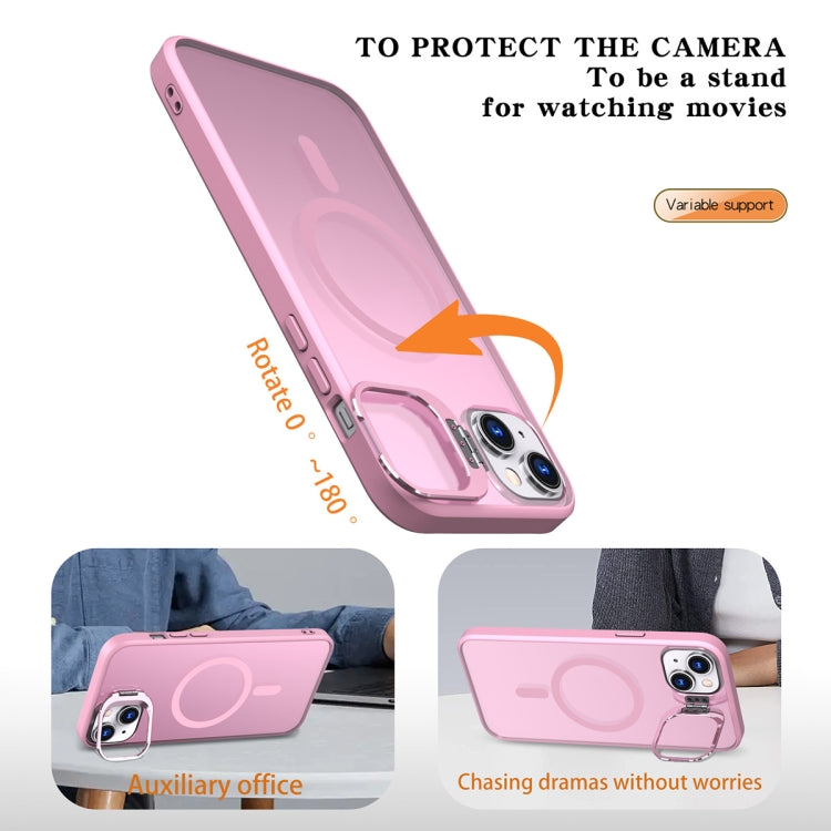 For iPhone 11 Metal Invisible Camera Holder MagSafe Magnetic Phone Case(Pink) by buy2fix