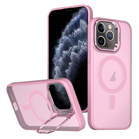 For iPhone 11 Pro Metal Invisible Camera Holder MagSafe Magnetic Phone Case(Pink) by buy2fix