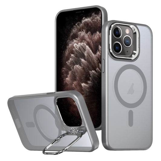 For iPhone 11 Pro Max Metal Invisible Camera Holder MagSafe Magnetic Phone Case(Grey) by buy2fix