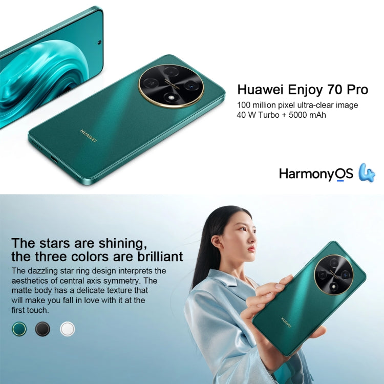 HUAWEI Enjoy 70 Pro, 8GB+128GB, Side Fingerprint Identification, 6.7 inch HarmonyOS 4.0 Qualcomm Snapdragon 680 Octa Core 2.4GHz, Network: 4G, OTG, Not Support Google Play(Black) by Huawei