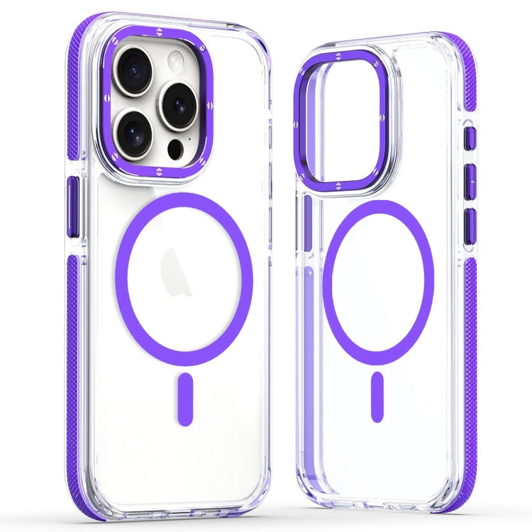 For iPhone 11 Pro Max Dual-Color Clear Acrylic Hybrid TPU MagSafe Phone Case(Purple) by buy2fix