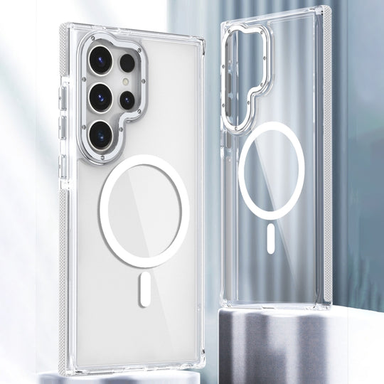 For Samsung Galaxy S24 Ultra 5G Dual-Color Clear Acrylic Hybrid TPU MagSafe Phone Case(Transparent)