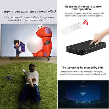 S90 DLP Android 9.0 2GB+32GB 4K Mini WiFi Smart Projector, Power Plug:EU Plug(Black) - Mini Projector by buy2fix | Online Shopping UK | buy2fix