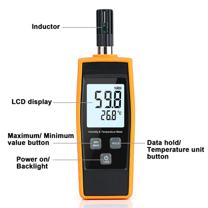 RZ852 Digital Temperature and Humidity Meter(Orange) - Thermostat & Thermometer by buy2fix | Online Shopping UK | buy2fix