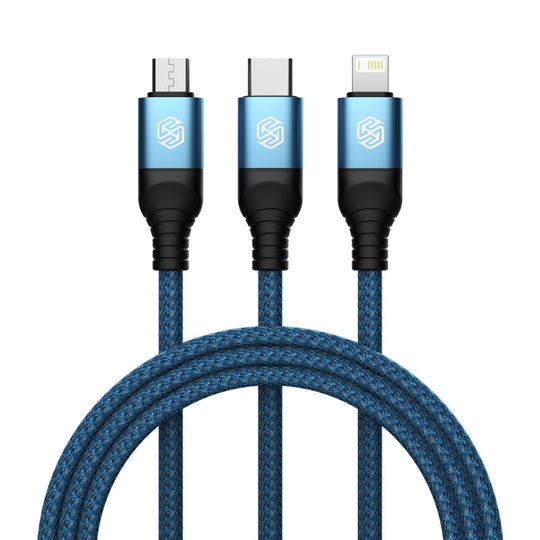 Nillkin Swift Pro 1m 3 in 1 USB to 8 Pin + Type-C + Micro USB Fast Charging Cable(Blue)