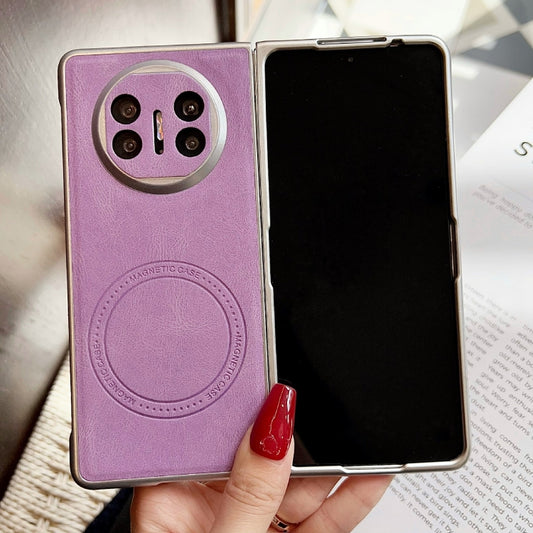 For Huawei Mate X5 Skin Feel Leather Texture MagSafe Pearlescent Paint Shockproof Phone Case(Purple) by buy2fix