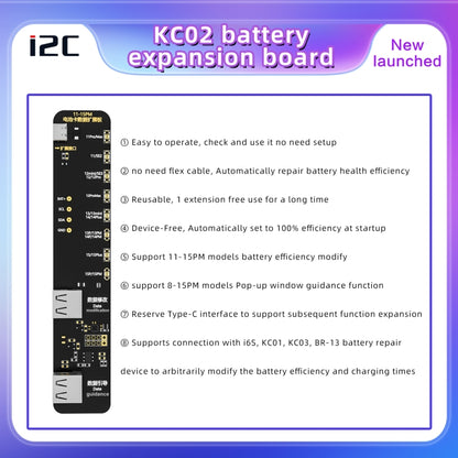 i2C KC02 Battery Data Repair Expansion Board Modifying Battery Efficiency for iPhone 11-15 Pro Max - Test Tools by i2C | Online Shopping UK | buy2fix