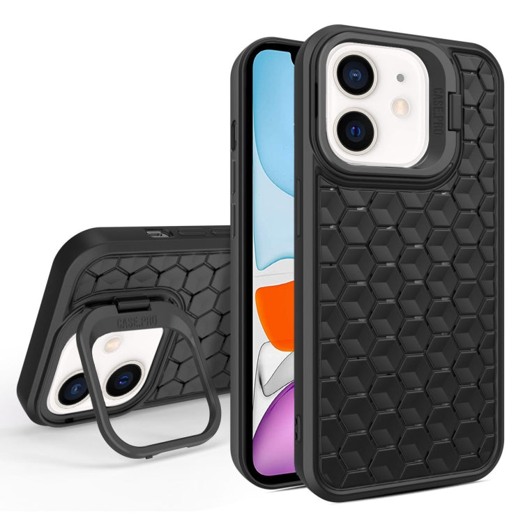 For iPhone 11 Honeycomb Radiating Lens Holder Magsafe Phone Case(Black) by buy2fix