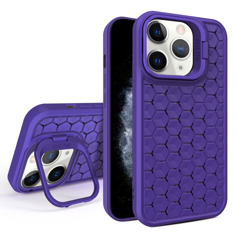 For iPhone 11 Pro Honeycomb Radiating Lens Holder Magsafe Phone Case(Purple) by buy2fix