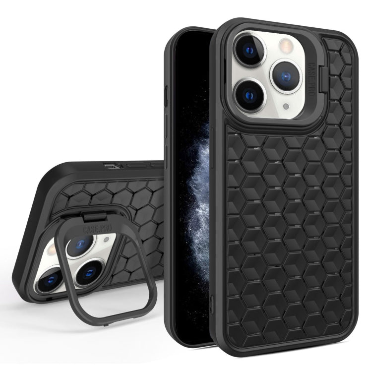 For iPhone 11 Pro Max Honeycomb Radiating Lens Holder Magsafe Phone Case(Black) by buy2fix