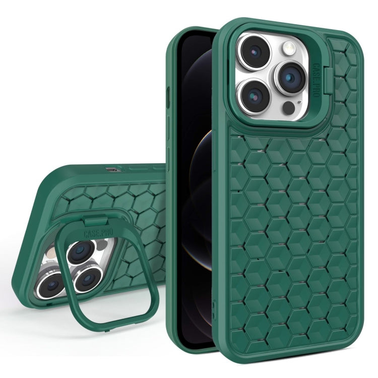 For iPhone 12 Pro Honeycomb Radiating Lens Holder Magsafe Phone Case(Green) by buy2fix