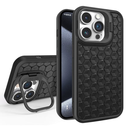 For iPhone 15 Pro Max Honeycomb Radiating Lens Holder Magsafe Phone Case(Black) by buy2fix
